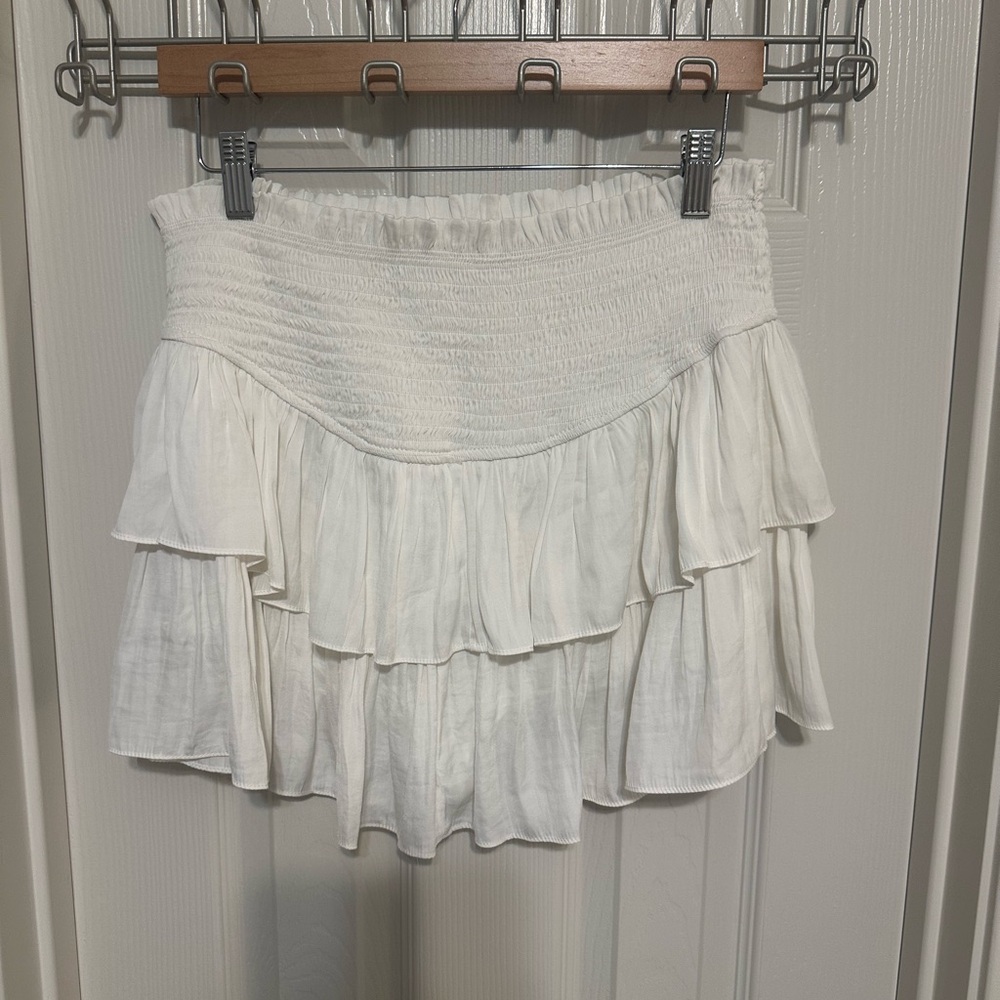 White Ruffle Mini Skirt